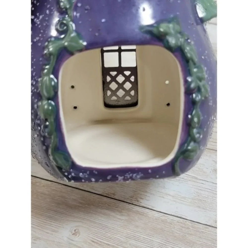 PartyLite Ceramic Cottage Eggplant Villa Tealight Votive Candle Holder‎ #2